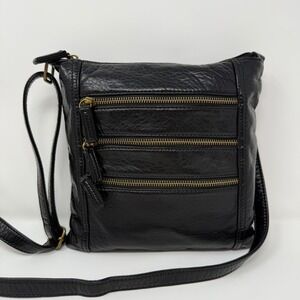 Ampere Black Triple Zip Pocket Crossbody Purse, Bag Travel‎ Purse, Festival, EUC